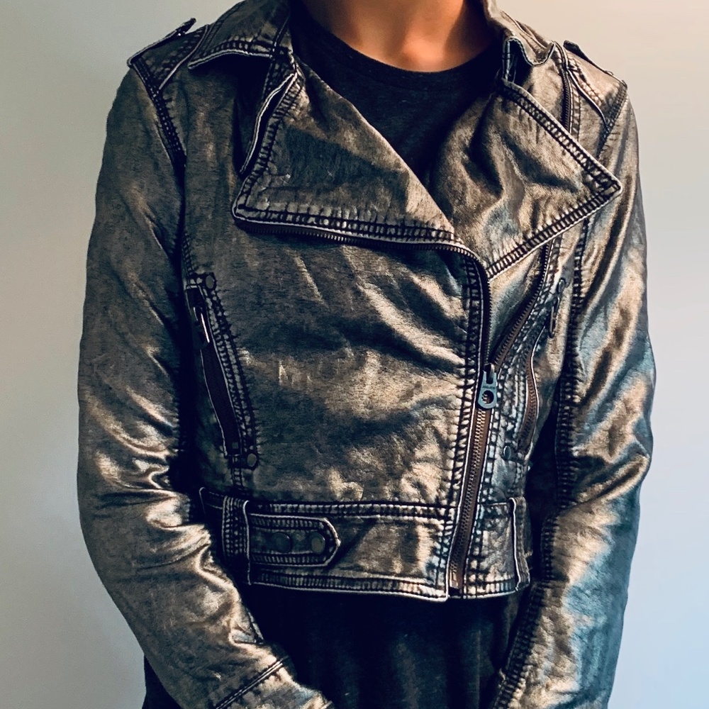 Silver metallic Moto Jacket